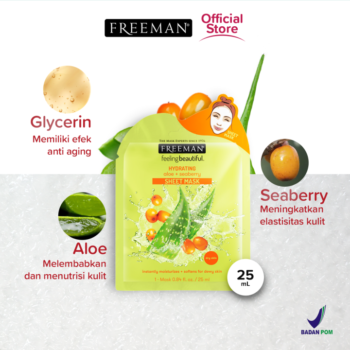 FREEMAN Hydrating Aloe & Seaberry Sheet Mask 25ml