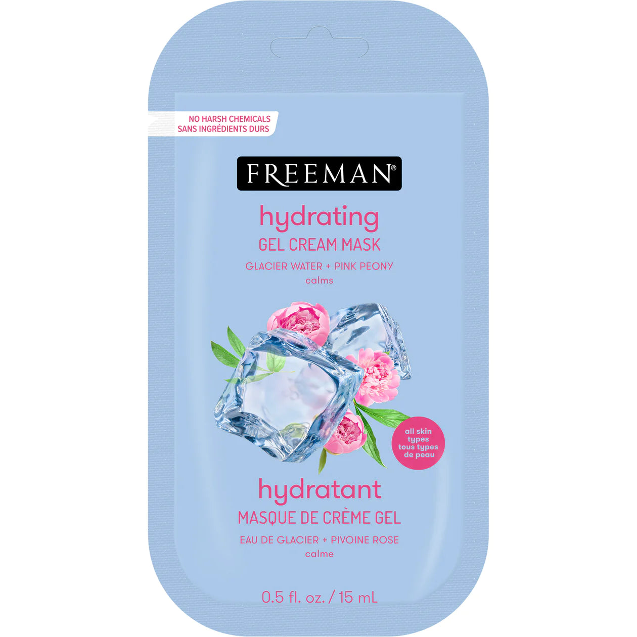 FREEMAN Hydrating Glacier Water & Pink Peony Gel Cream Mask 15ml