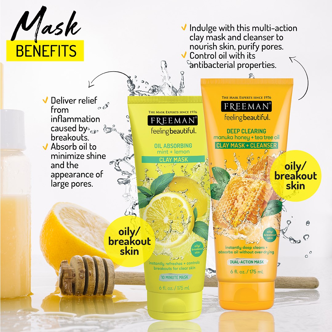 FREEMAN Feeling Beautiful Facial Clay Mask, Mint and Lemon 175ml