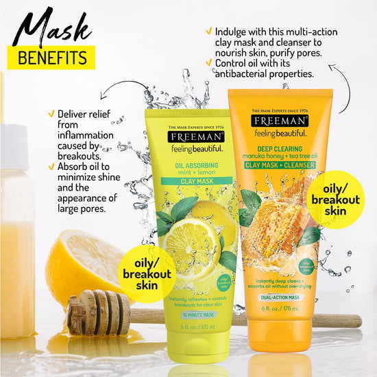 FREEMAN Feeling Beautiful Facial Clay Mask, Mint and Lemon 175ml