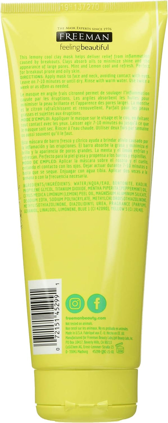 FREEMAN Feeling Beautiful Facial Clay Mask, Mint and Lemon 175ml