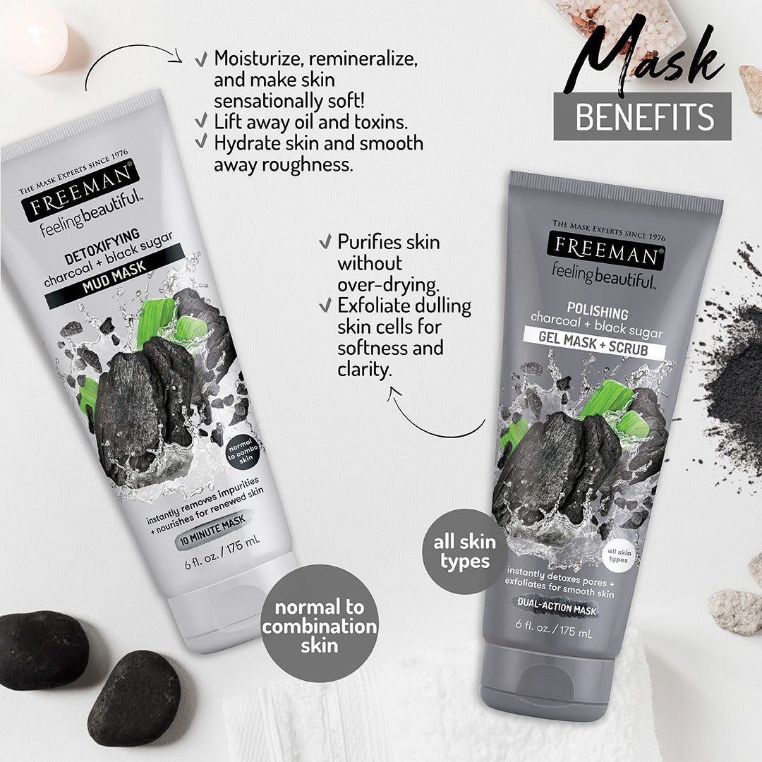 FREEMAN Polishing Charcoal & Black Sugar Gel Mask 175ml