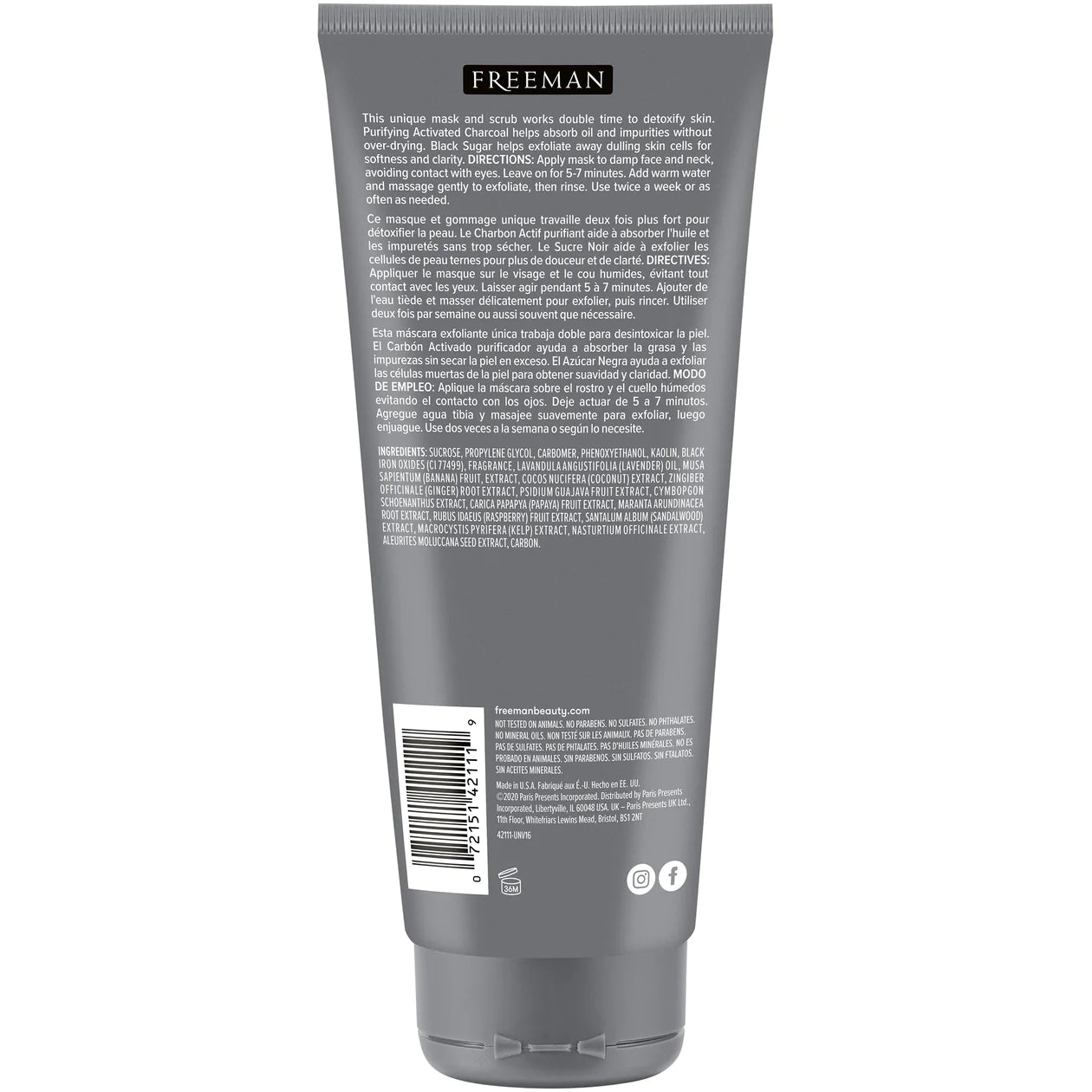 FREEMAN Polishing Charcoal & Black Sugar Gel Mask 175ml