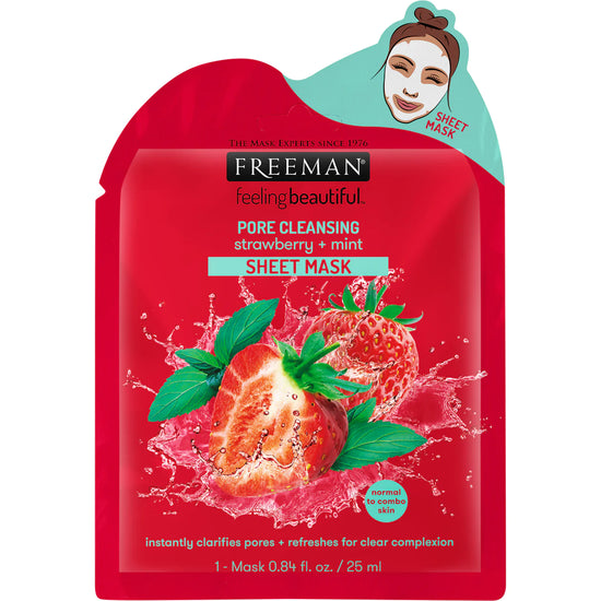 FREEMAN Pore Cleansing Strawberry & Mint Sheet Mask 25ml