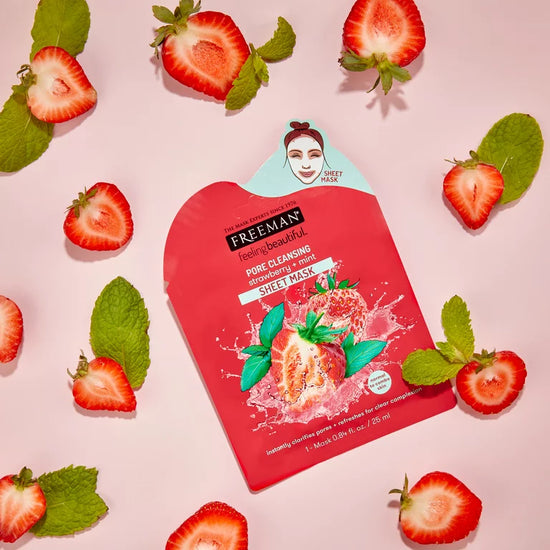 FREEMAN Pore Cleansing Strawberry & Mint Sheet Mask 25ml