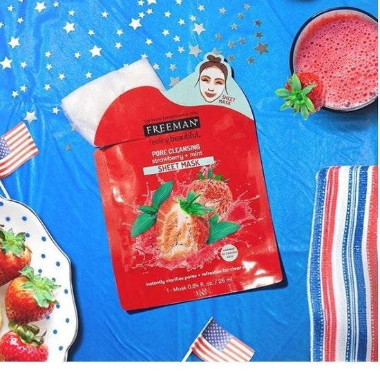 FREEMAN Pore Cleansing Strawberry & Mint Sheet Mask 25ml