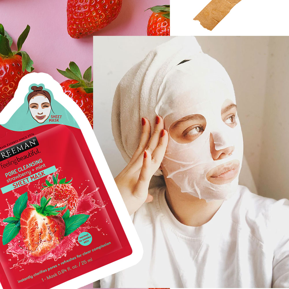 FREEMAN Pore Cleansing Strawberry & Mint Sheet Mask 25ml