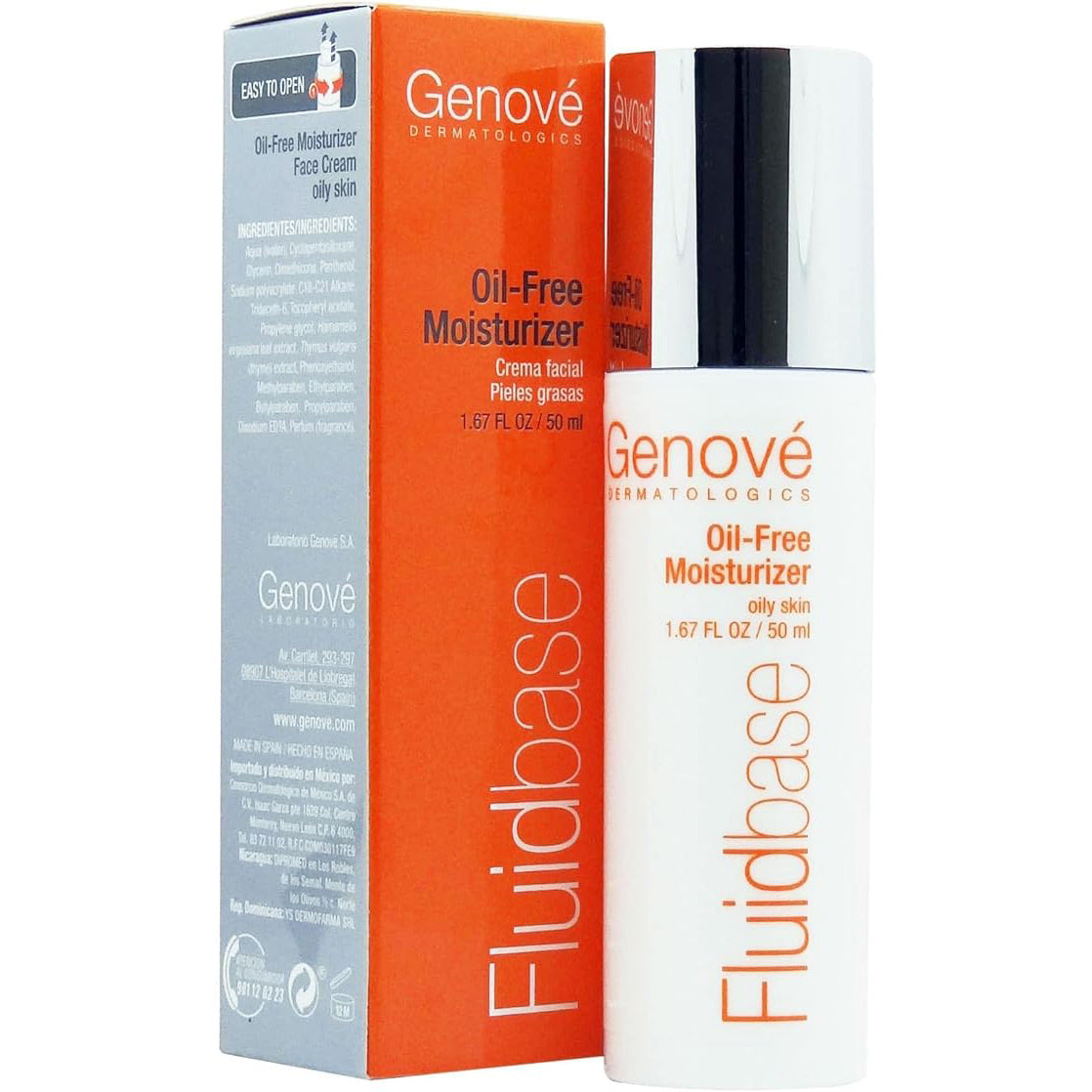 GENOVÉ Fluidbase Crema Humectante Facial Para Piel Grasa o Acnéica, 50ml