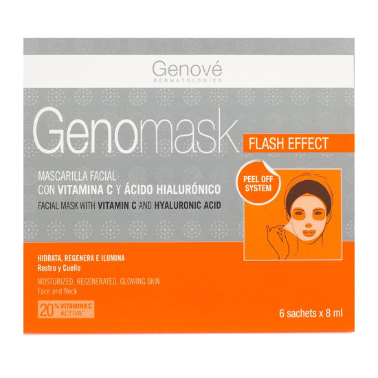 GENOVÉ Genomask Peel Off Mascarilla con Vitamina C y Ácido Hialurónico, 6 x 8ml