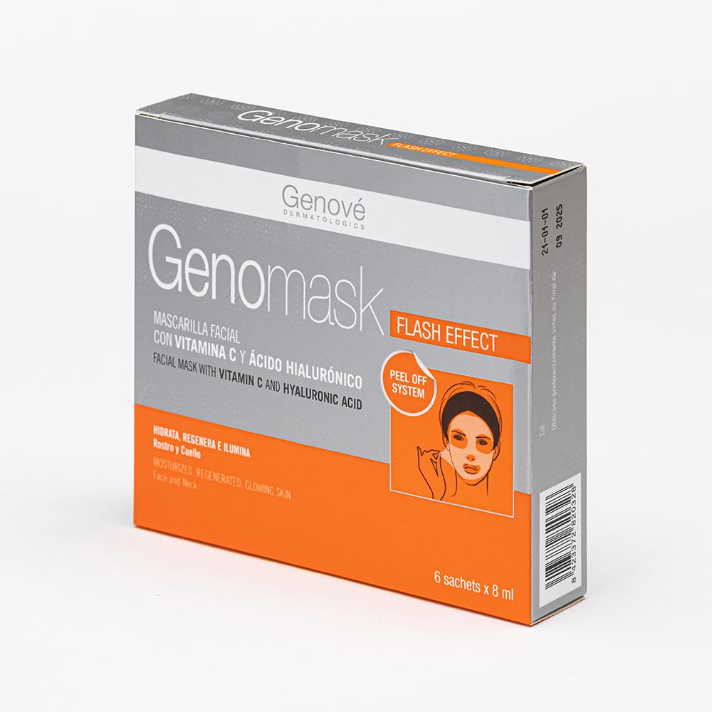 GENOVÉ Genomask Peel Off Mascarilla con Vitamina C y Ácido Hialurónico, 6 x 8ml