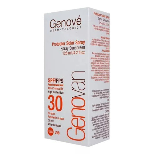 GENOVÉ Genovan Spray SPF30, Protector Solar para Piel Grasa o Acnéica, 125ml