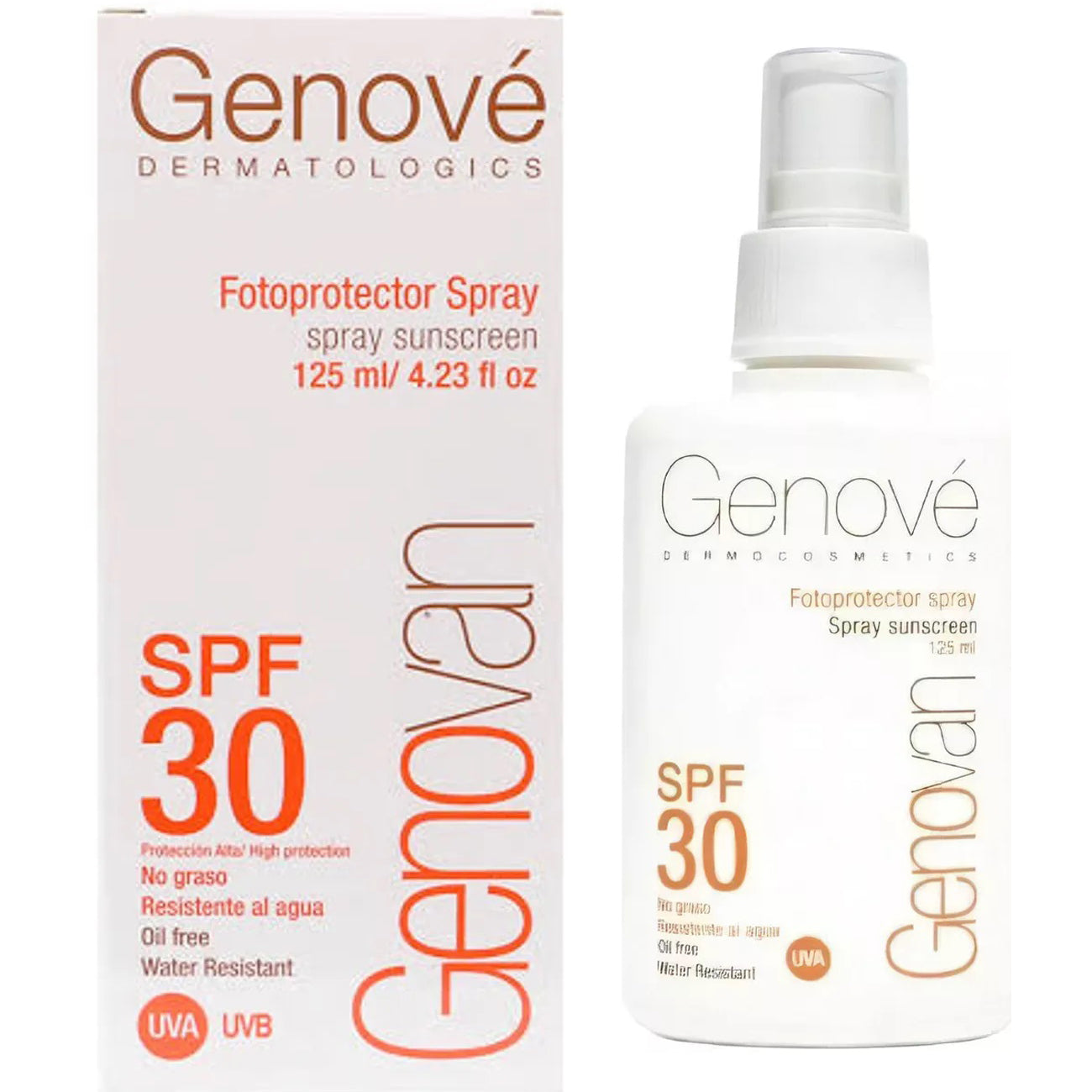 GENOVÉ Genovan Spray SPF30, Protector Solar para Piel Grasa o Acnéica, 125ml