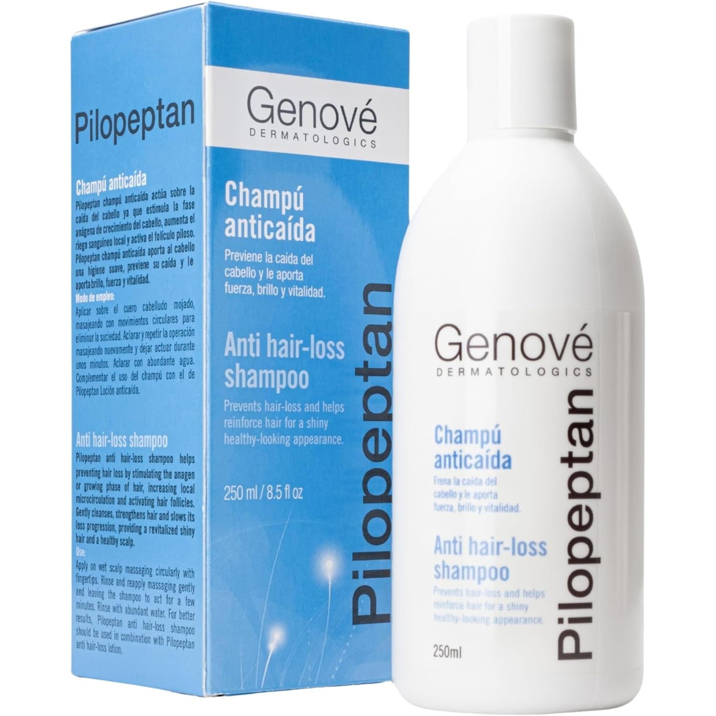 GENOVÉ Pilopeptan Champú Anticaída del Cabello y Estimula Crecimiento, 250ml