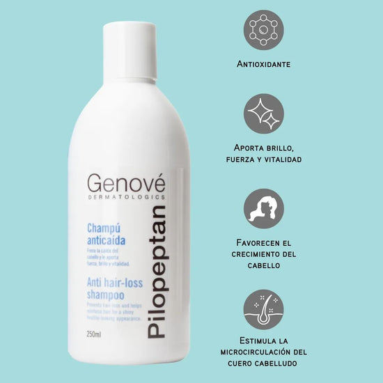 GENOVÉ Pilopeptan Champú Anticaída del Cabello y Estimula Crecimiento, 250ml