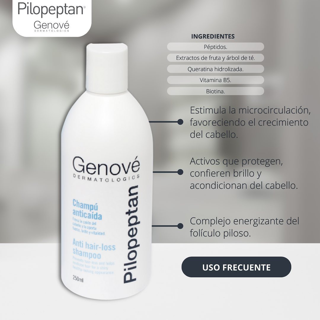 GENOVÉ Pilopeptan Champú Anticaída del Cabello y Estimula Crecimiento, 250ml