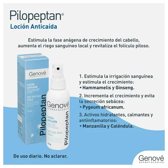 GENOVÉ Pilopeptan Loción Anticaída del Cabello y Estimula Crecimiento, 100ml