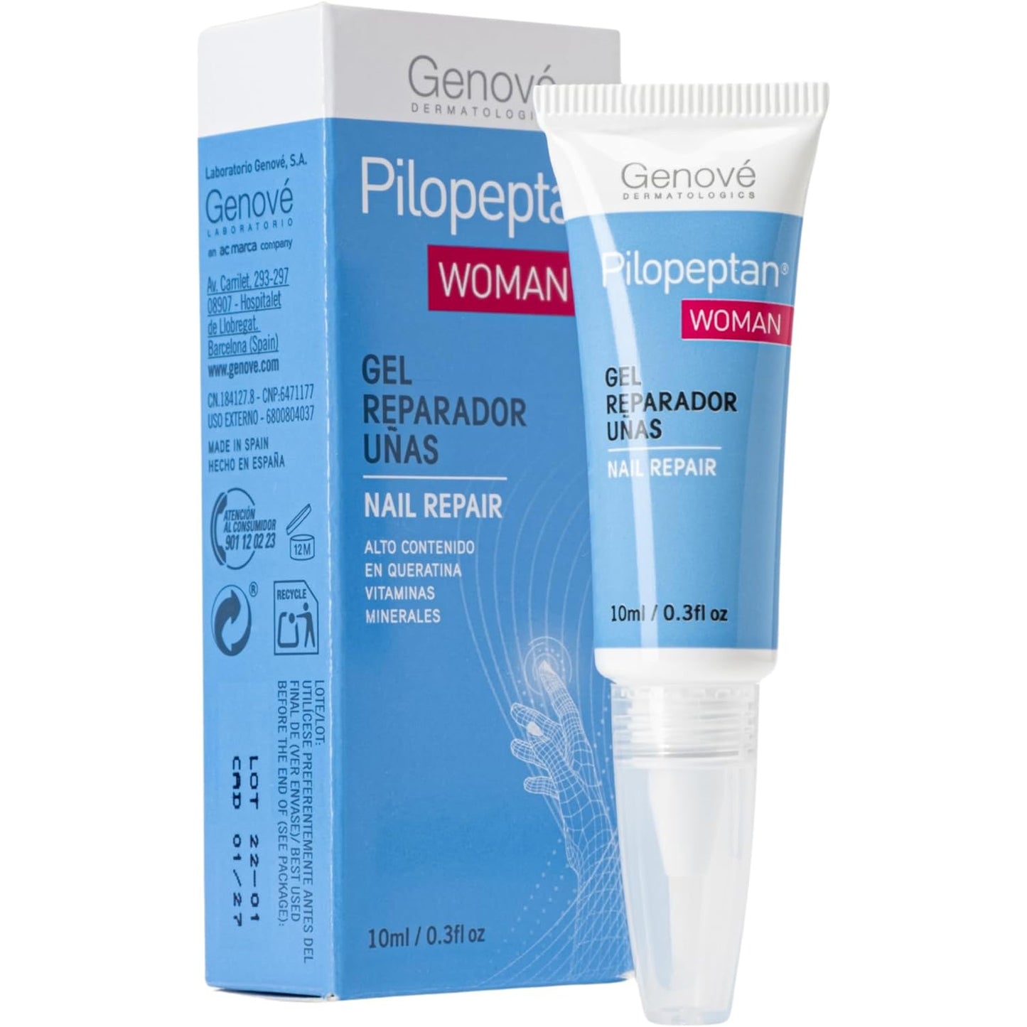 GENOVÉ Pilopeptan Woman Gel Reparador de Uñas, 10ml