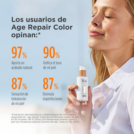 ISDIN FotoUltra AGE REPAIR COLOR Fusion Water SPF 50, Triple Acción Antiedad, 50ml