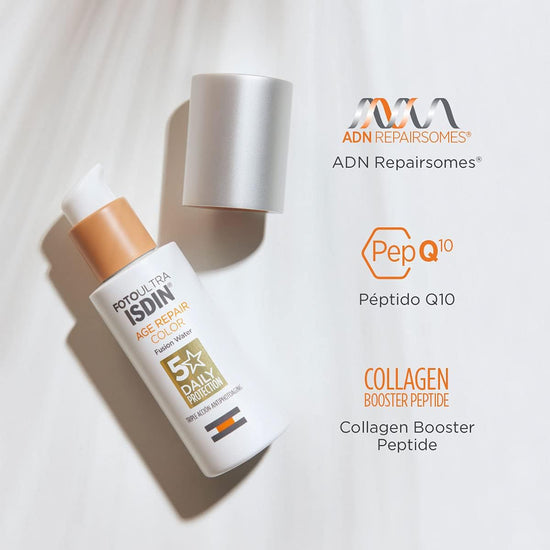ISDIN FotoUltra AGE REPAIR COLOR Fusion Water SPF 50, Triple Acción Antiedad, 50ml