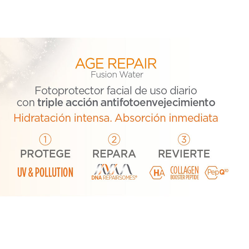 ISDIN FotoUltra AGE REPAIR Fusion Water SPF 50, Triple Acción Antiedad, 50ml