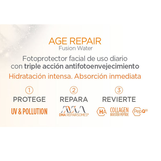 ISDIN FotoUltra AGE REPAIR Fusion Water SPF 50, Triple Acción Antiedad, 50ml