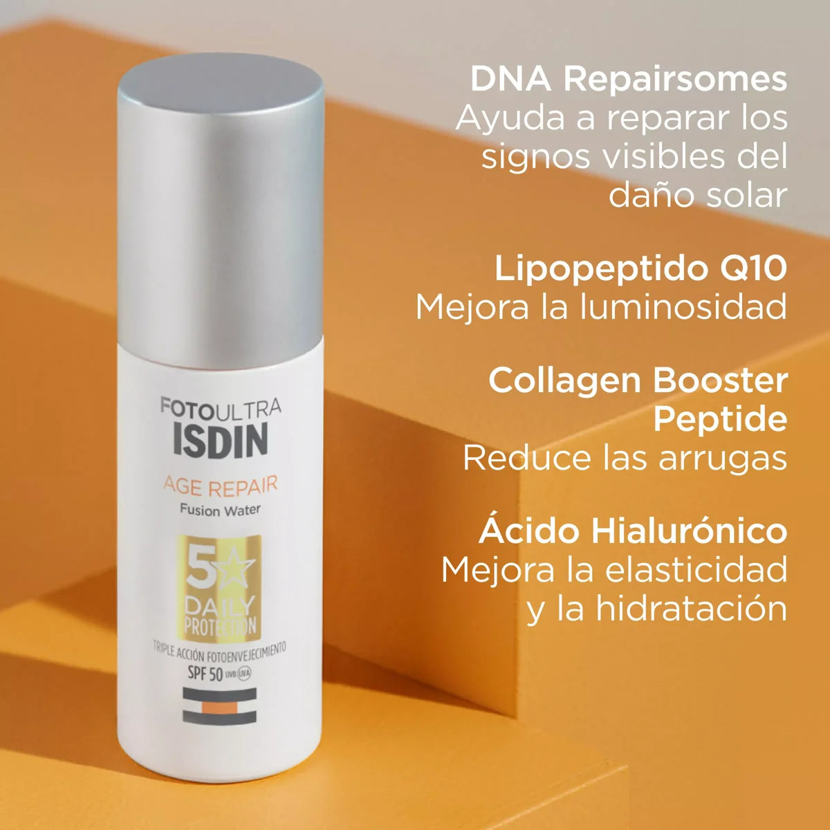 ISDIN FotoUltra AGE REPAIR Fusion Water SPF 50, Triple Acción Antiedad, 50ml