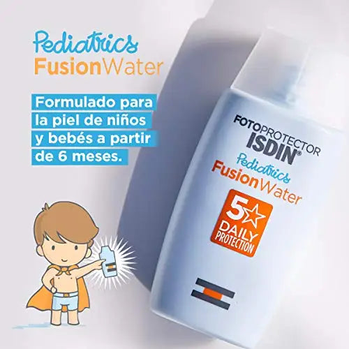 ISDIN Fotoprotector Facial Fusion Water Pediatrico para Niños, SPF50+ 50ml