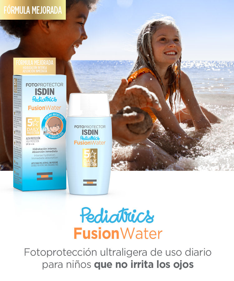 ISDIN Fotoprotector Facial Fusion Water Pediatrico para Niños, SPF50+ 50ml