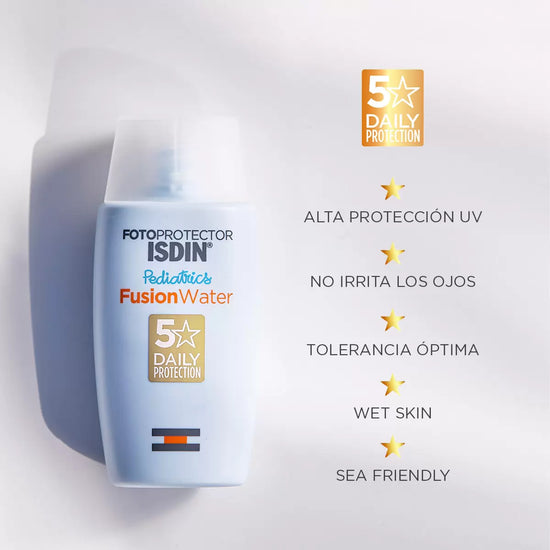 ISDIN Fotoprotector Facial Fusion Water Pediatrico para Niños, SPF50+ 50ml