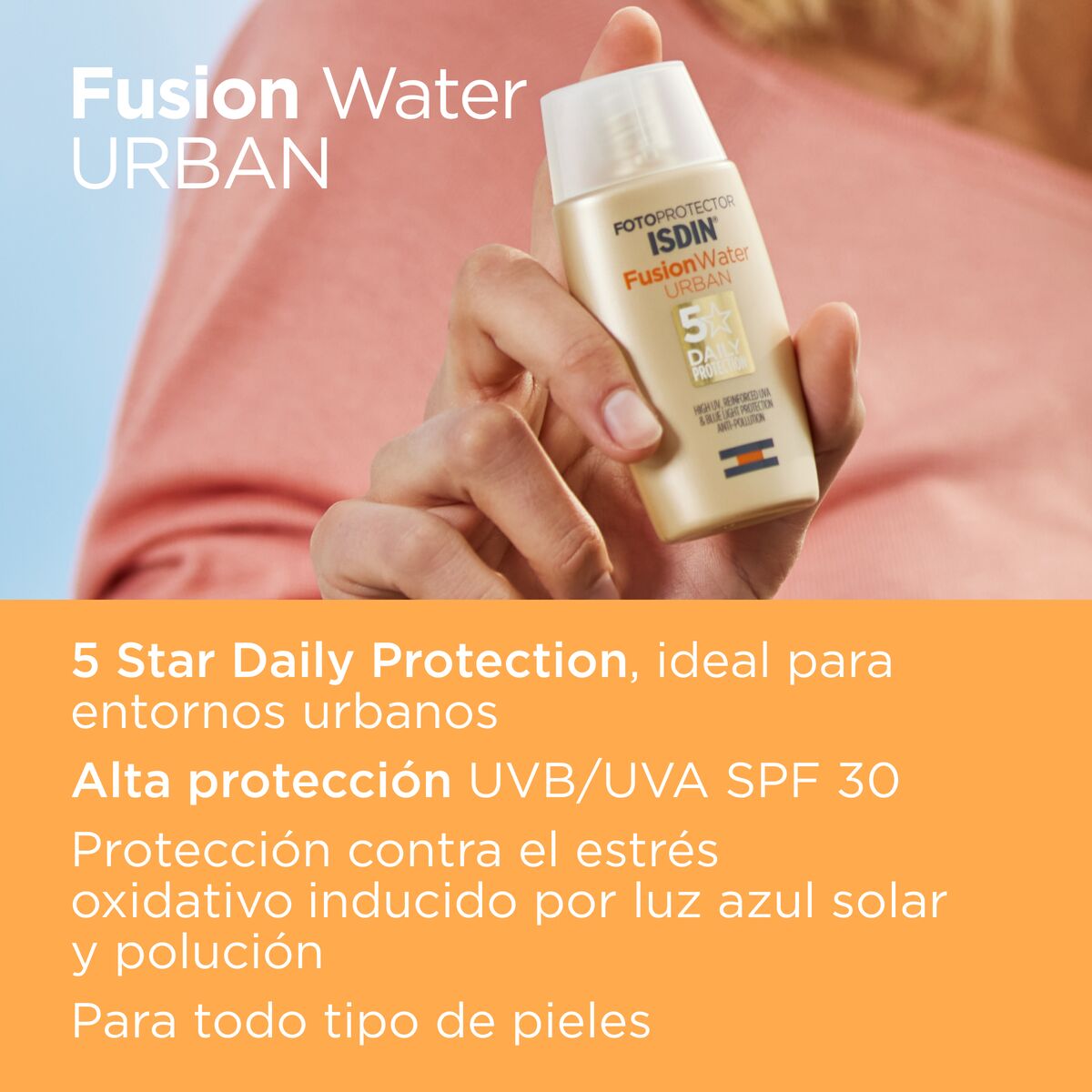 ISDIN Fotoprotector Fusion Water Urban, Entornos Urbanos SPF30, 50ml