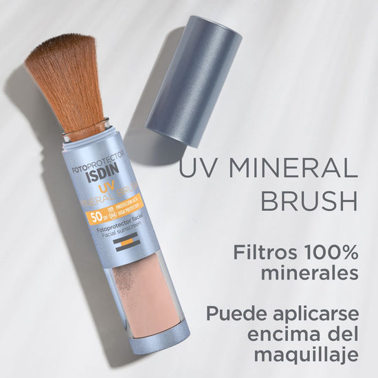 ISDIN Fotoprotector Facial UV Mineral Brush, Protección Luz Azul, UVB y UVA SPF 50