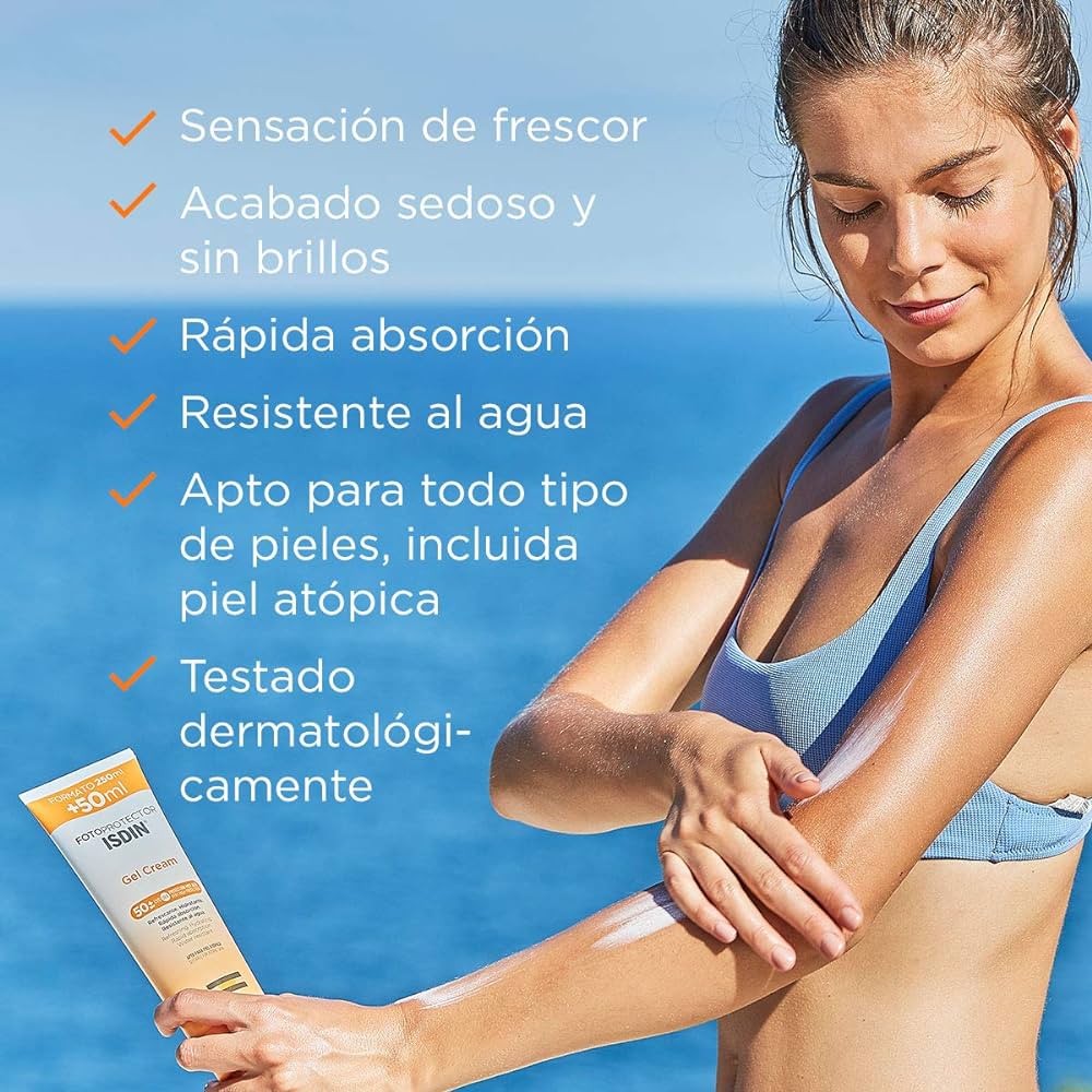 ISDIN Fotoprotector Corporal Gel Cream SPF 50+ para Toda la Familia, 250ml