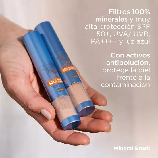 ISDIN Fotoprotector Facial UV Mineral Brush, Protección Luz Azul, UVB y UVA SPF 50