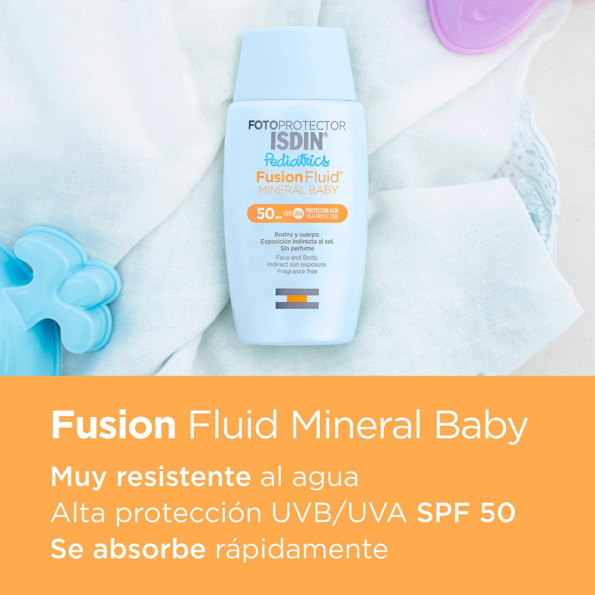 ISDIN Fotoprotector Facial y Corporal Fusion Fluid Mineral Baby Pediatrics SPF 50+, 50ml