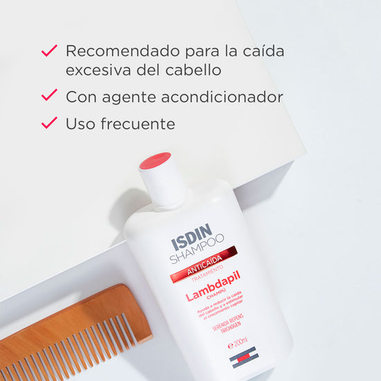 ISDIN Lambdapil Anticaída Champú, Previene y Reduce la Caída del Cabello, 200ml