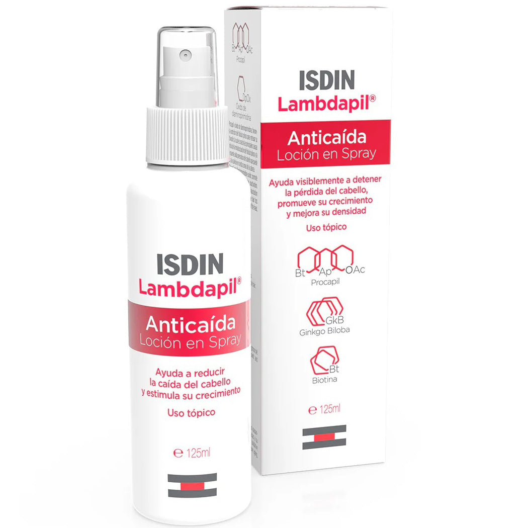 ISDIN Lambdapil Anticaida Loción en Spray, Reduce la Caída del Cabello, 125ml