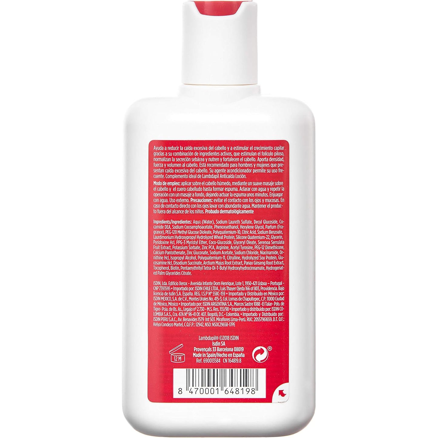 ISDIN Lambdapil Anticaída Champú, Previene y Reduce la Caída del Cabello, 200ml