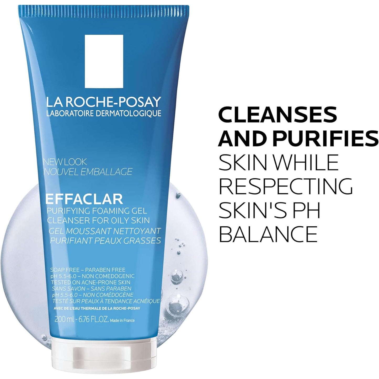 LA ROCHE POSAY Effaclar Gel Espumoso Purificante, Limpiador Facial, 200ml