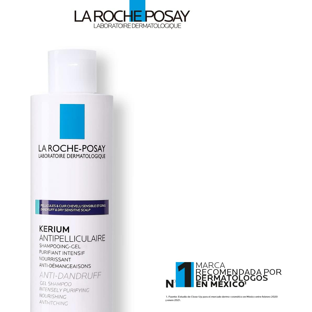 LA ROCHE POSAY Kerium Shampoo Anti-caspa Cuero Cabelludo Graso, 200ml