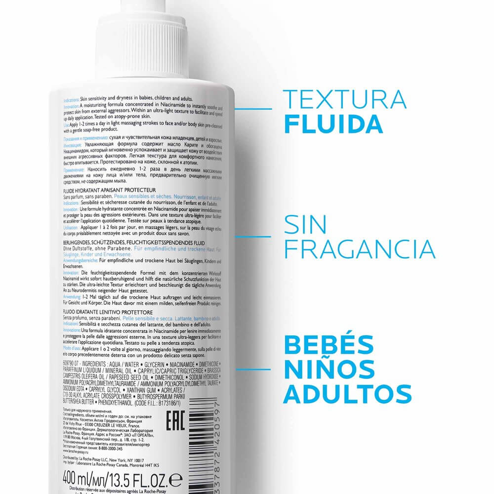 LA ROCHE POSAY Lipikar Fluido Calma e Hidrata Intensamente Piel Seca 400ml