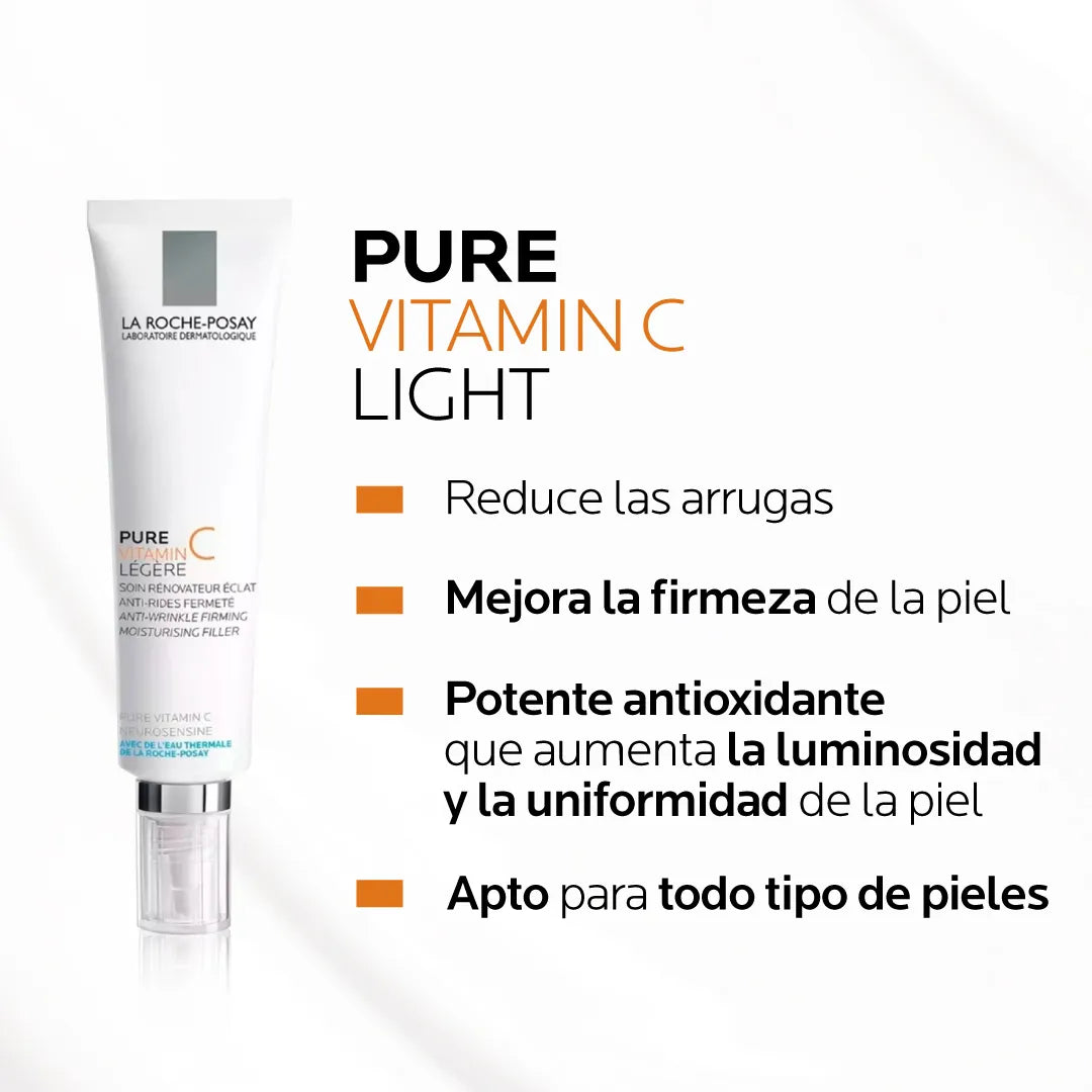 LA ROCHE POSAY Pure Vitamin C Light, Crema Hidratante Anti-Arrugas, 40ml