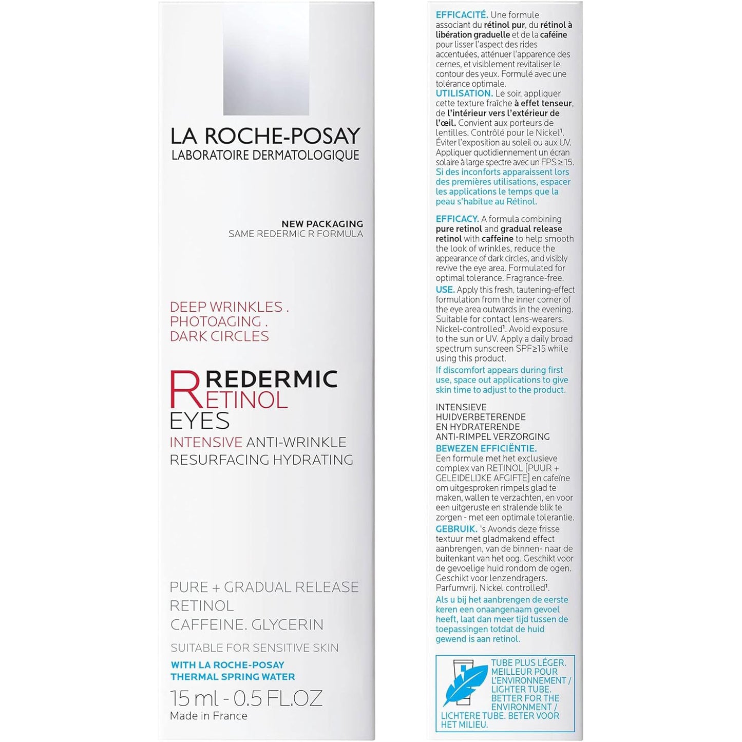 LA ROCHE POSAY Redermic R Ojos Anti-Arrugas Contorno de Ojos con Retinol, 15ml