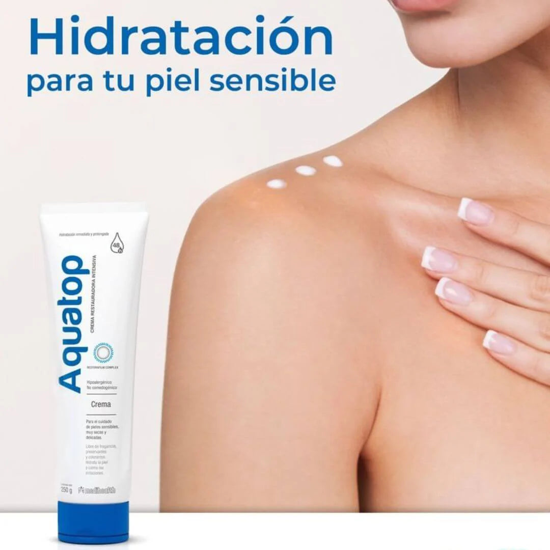 MEDIHEALTH Aquatop Crema Restauradora Intensiva, Hidratación Inmediata, 250gr