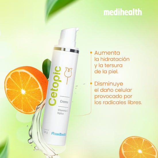 MEDIHEALTH Cetopic Crema Anti-Edad con Vitamina C, Despigmentante, 50g