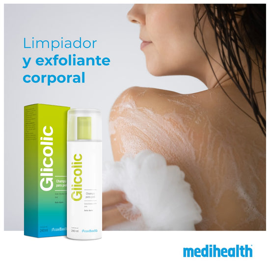 MEDIHEALTH Glicolic Champú para la Piel, Baño Diario, Suavidad y Tersura Natural