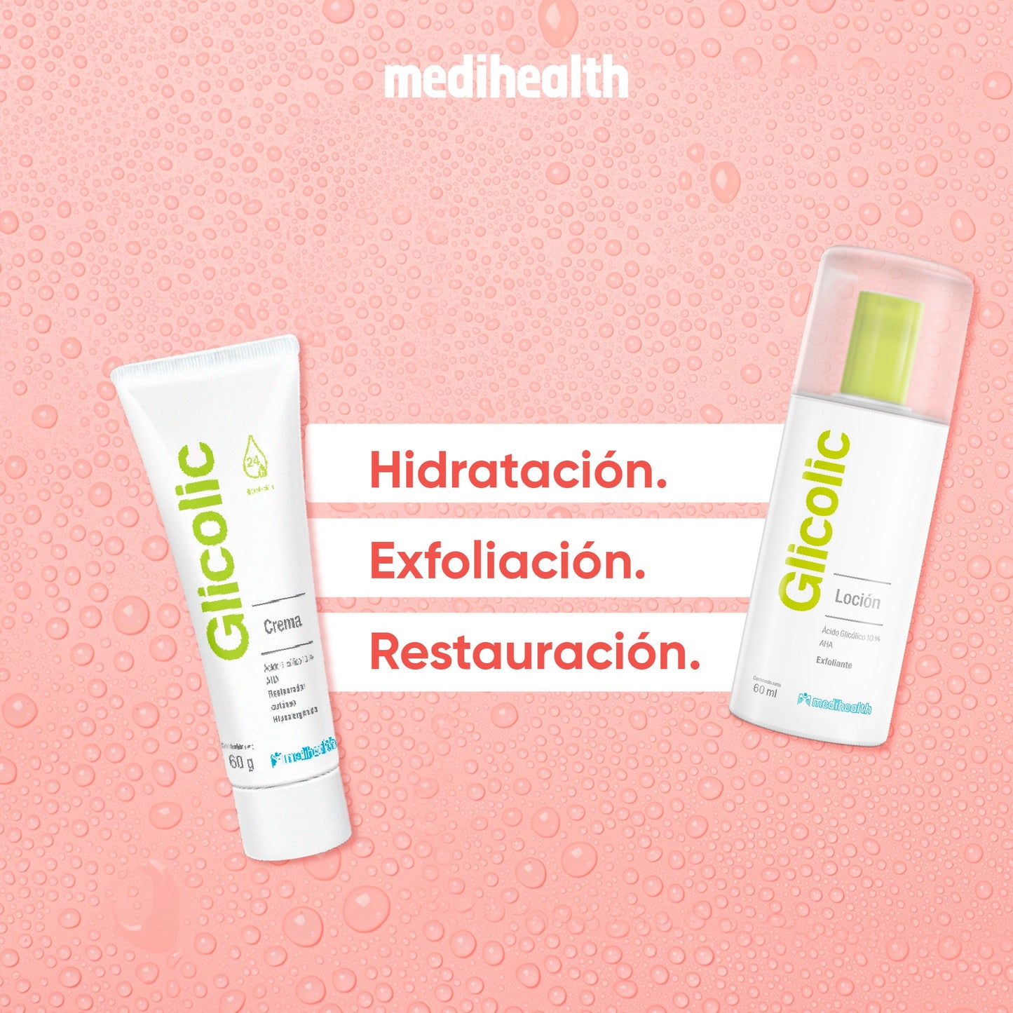 MEDIHEALTH Glicolic Loción, Ácido Glicólico 10% Anti-Edad, Exfoliante, 60ml