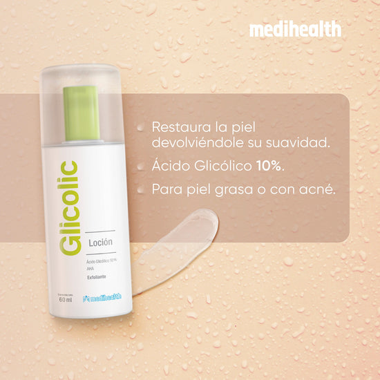 MEDIHEALTH Glicolic Loción, Ácido Glicólico 10% Anti-Edad, Exfoliante, 60ml