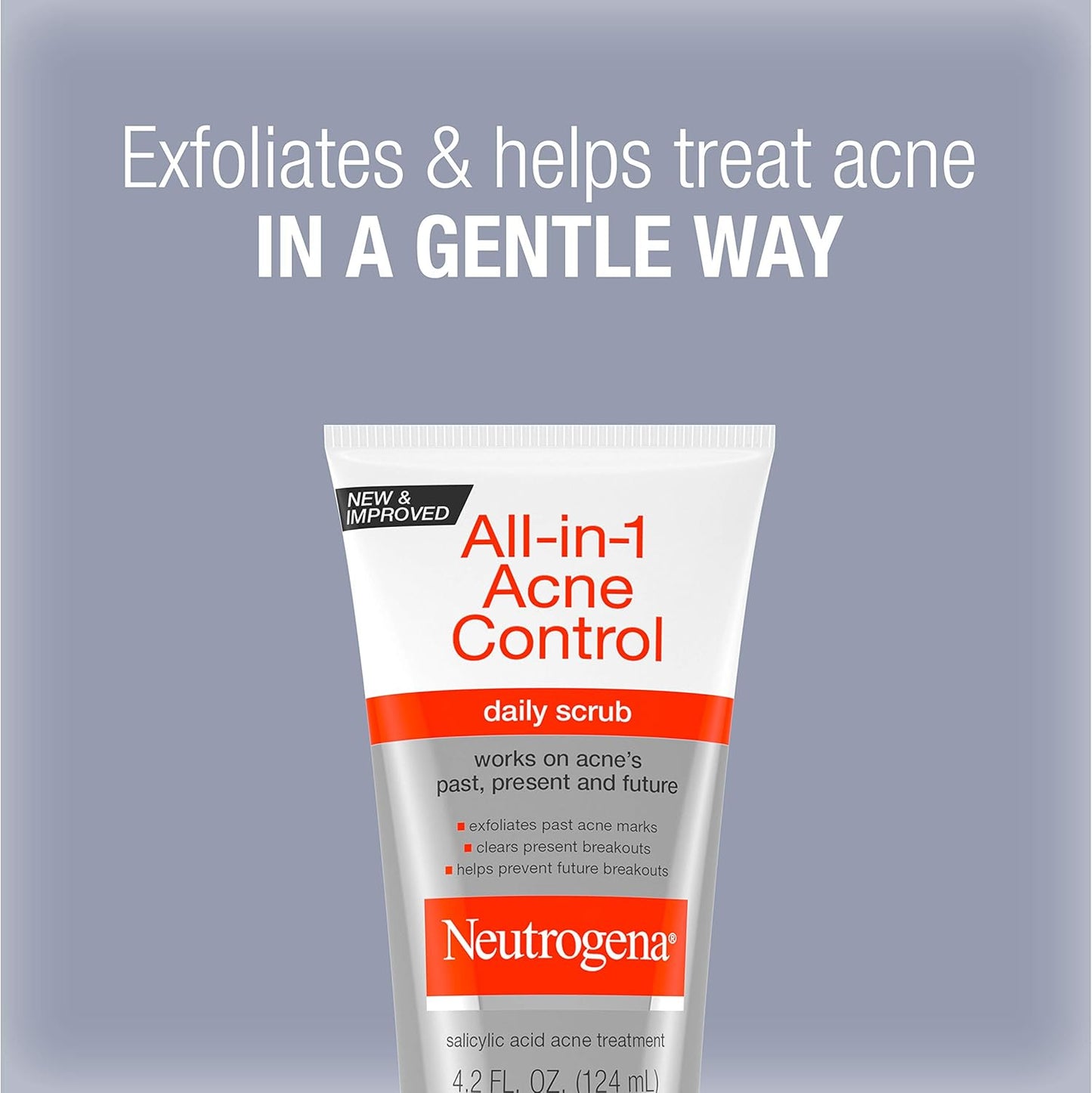 NEUTROGENA All-in-1 Acne Control Daily Scrub, Exfoliante Facial de Uso Diario, 124ml