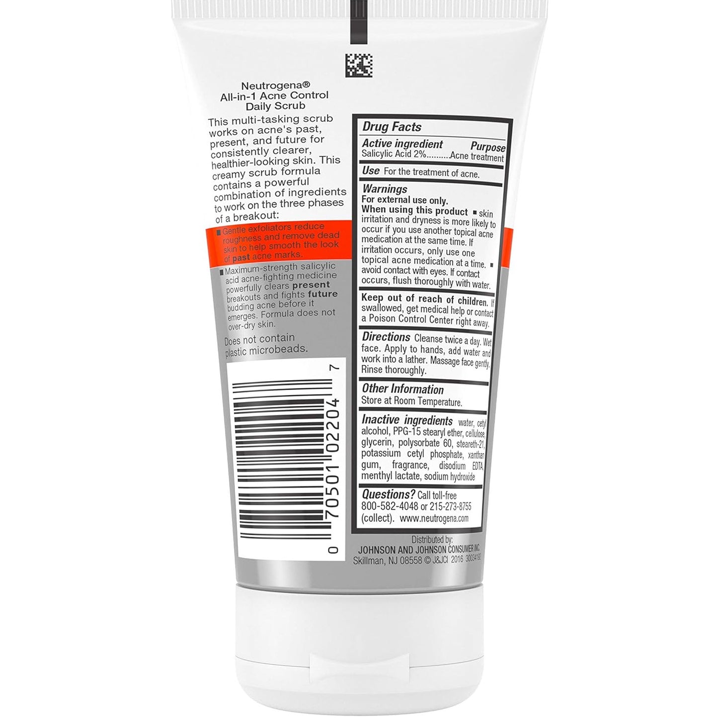 NEUTROGENA All-in-1 Acne Control Daily Scrub, Exfoliante Facial de Uso Diario, 124ml