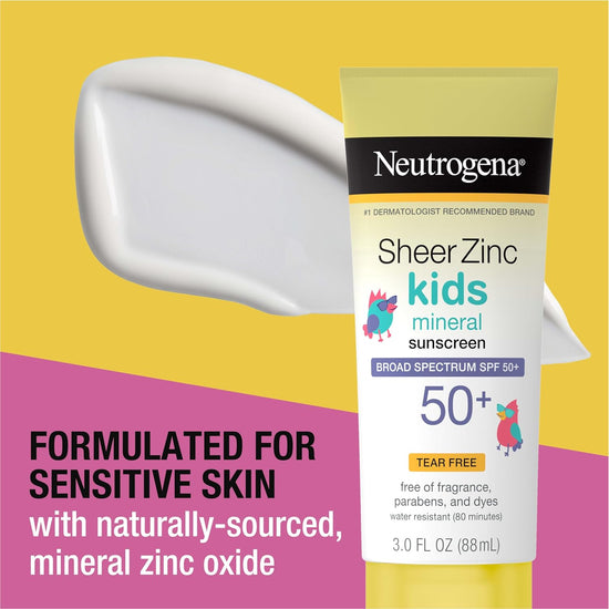 NEUTROGENA Sheer Zinc Kids Mineral Sunscreen Broad Spectrum SPF50+, 88ml